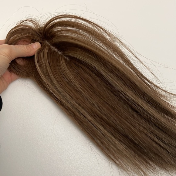 NWT topper caramel toffee copper chestnut blended hair bangs center part blended - Picture 12 of 16